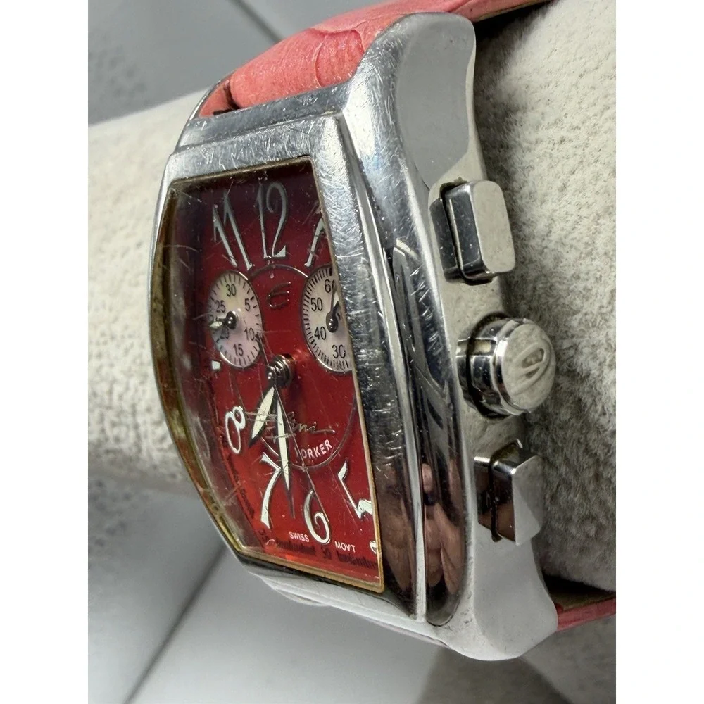 Elini New‎ Yorker B-799 New Battery Ladies MOP Chronograph Tank Watch 32MM 7.5